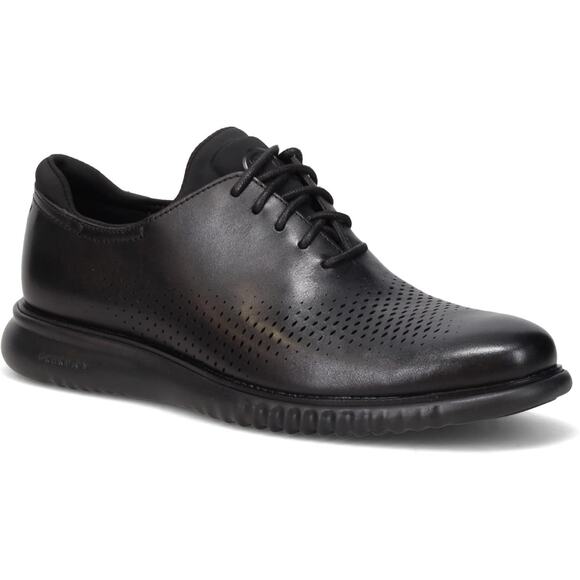 NWT Cole Haan Men Laser Oxford Shoes, Leather Black, Size 10.5 Wide